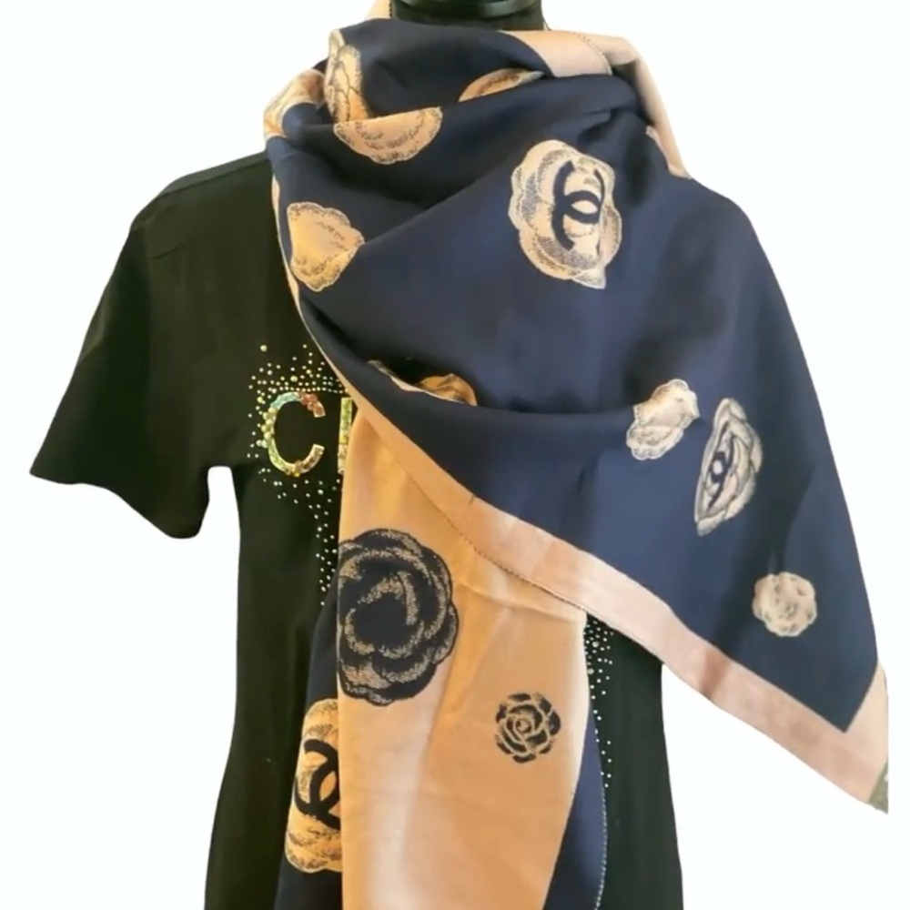 Elegant Navy and Pink Scarf